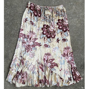Vintage Multiples Womens Skirt Size M Velour Paisley Trumpet‎ Hippie Festival